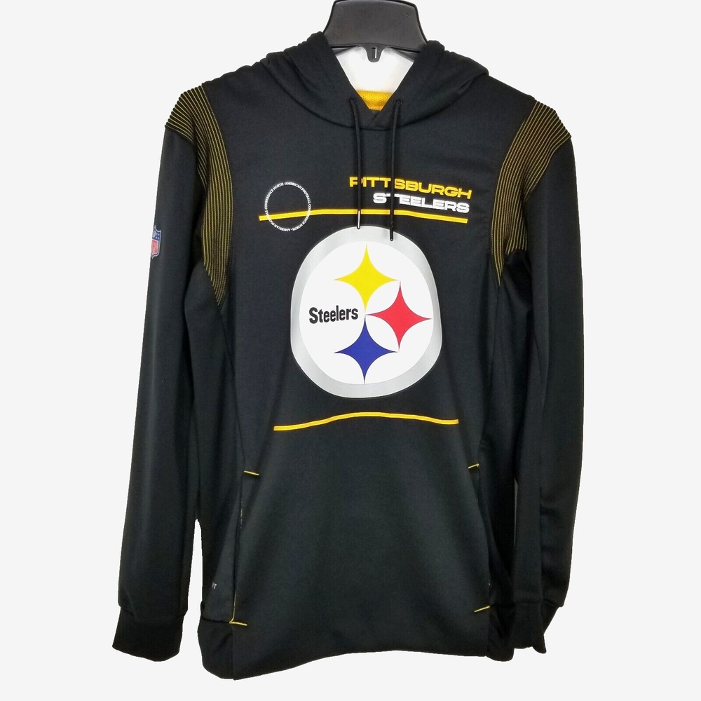 Nike Men PITTSBURGH STEELERS 2021 Sideline Logo Performance‎ Hoodie Sz S Black